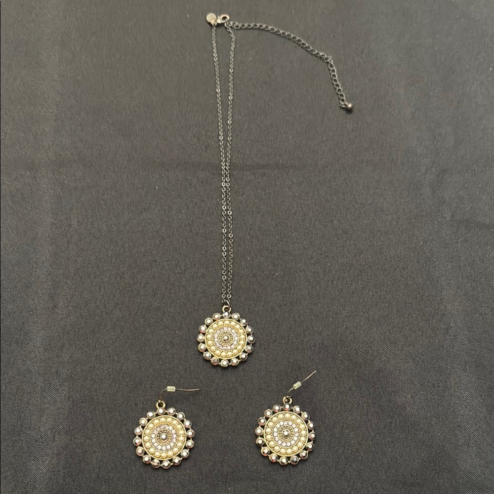 Cookie Lee Gold and Silver Necklace Set with Vintage Medallion Design